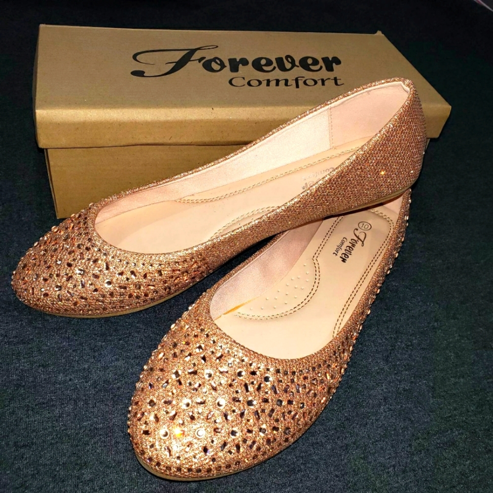 Forever Comfort Ballet Flats Rose Gold size 10